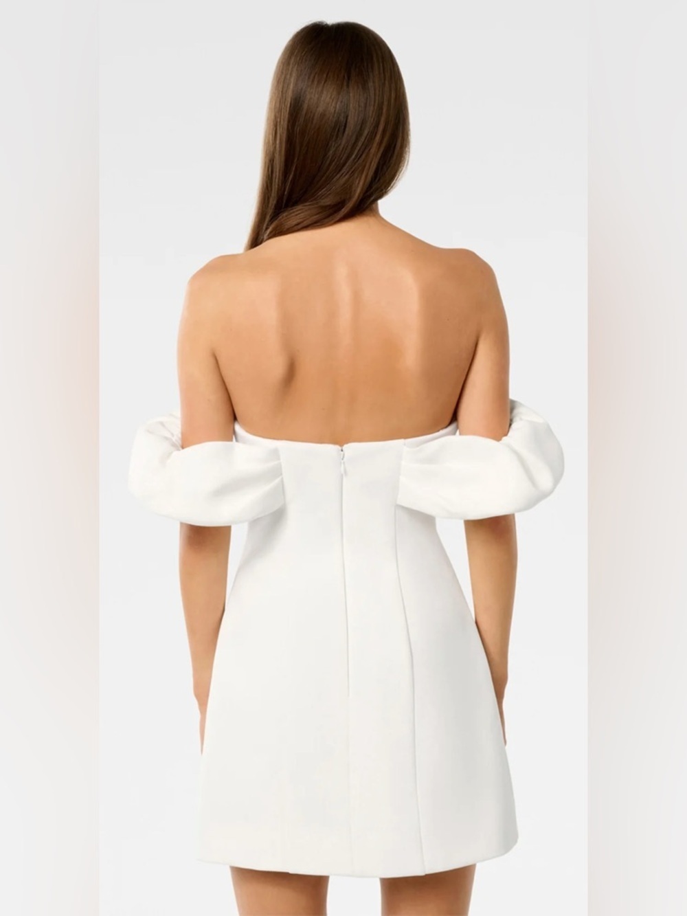 Forever New White Off Shoulder Mini Dress Bridal Bachelorette NWT Size 0 - Picture 5 of 13